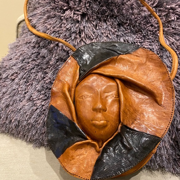 Utopia Africa Designs Handbags - Leather Female African hand Sculpted Face Purse